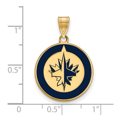 Winnipeg Jets Gold-Plated Sterling Silver Large Enameled Pendant – view 2