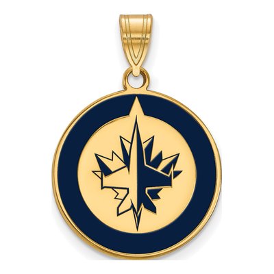 Winnipeg Jets Gold-Plated Sterling Silver Large Enameled Pendant