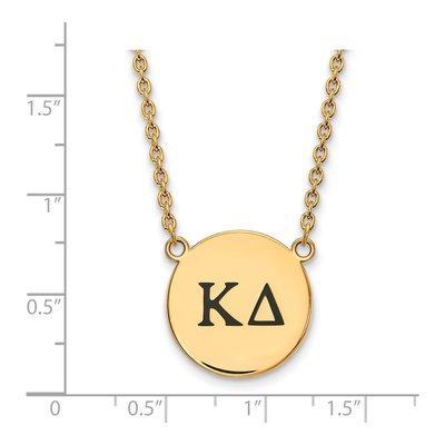 Kappa Delta Gold-Plated Sterling Silver Sorority Greek Letters Large Black Enamel Necklace – view 2