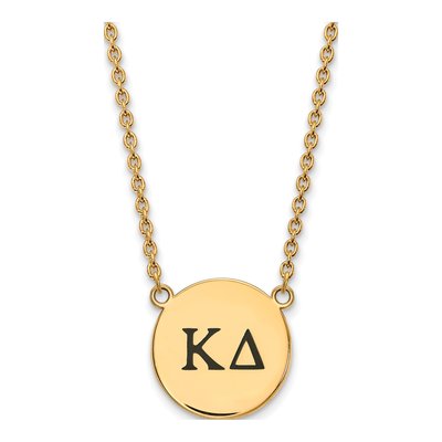 Kappa Delta Gold-Plated Sterling Silver Sorority Greek Letters Large Black Enamel Necklace