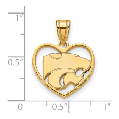 Kansas State University Gold-Plated Sterling Silver Medium Wildcat Heart Pendant – view 3