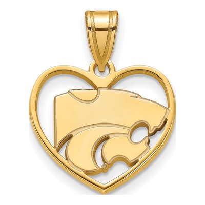 Kansas State University Gold-Plated Sterling Silver Medium Wildcat Heart Pendant