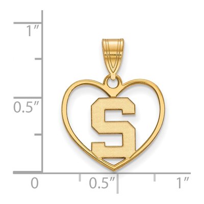 Michigan State University Gold-Plated Sterling Silver Medium Heart Letter S Pendant – view 2