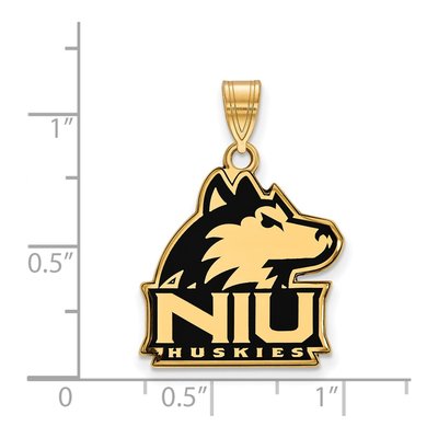 Northern Illinois University Gold-Plated Sterling Silver Large NIU Huskies Enamel Pendant – view 2