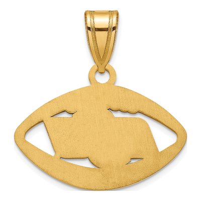 Oklahoma State University Gold-Plated Sterling Silver Medium O-S-U Football Pendant – view 4