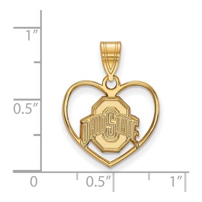Ohio State University Gold-Plated Sterling Silver Medium Heart Pendant – view 2