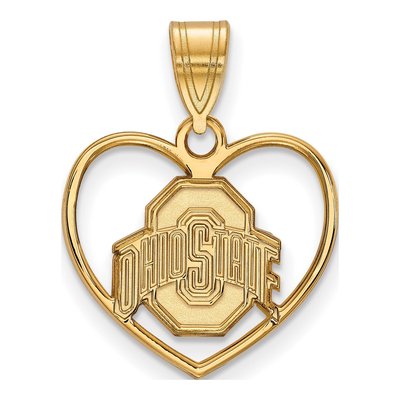 Ohio State University Gold-Plated Sterling Silver Medium Heart Pendant