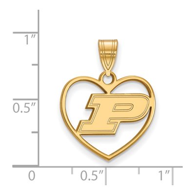 Purdue University Gold-Plated Sterling Silver Medium Boilermakers Heart Letter P Pendant – view 2