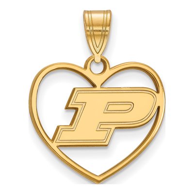 Purdue University Gold-Plated Sterling Silver Medium Boilermakers Heart Letter P Pendant