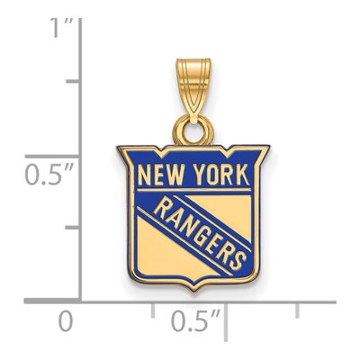 New York Rangers Gold-Plated Sterling Silver NY Small Enameled Pendant – view 2