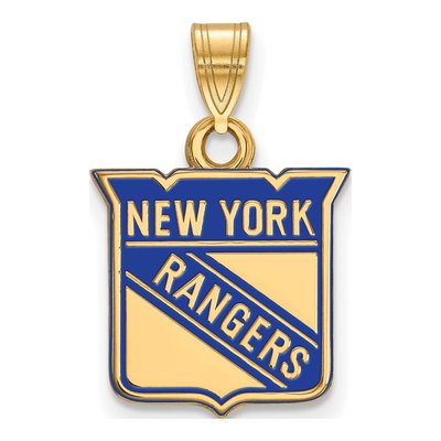 New York Rangers Gold-Plated Sterling Silver NY Small Enameled Pendant