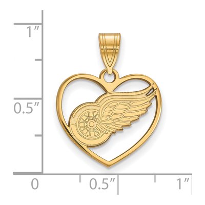 Detroit Red Wings Gold-Plated Sterling Silver Medium Heart Pendant – view 2
