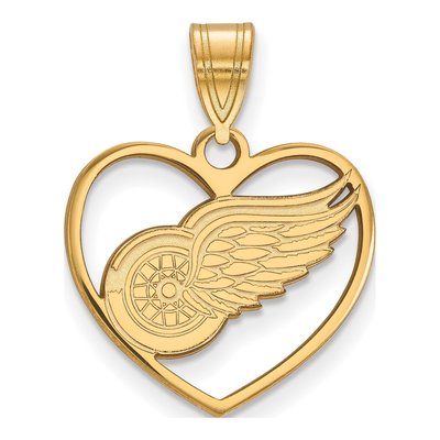 Detroit Red Wings Gold-Plated Sterling Silver Medium Heart Pendant