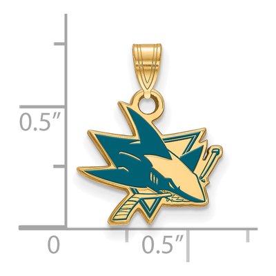 San Jose Sharks Gold-Plated Sterling Silver Small Enamel Pendant – view 2