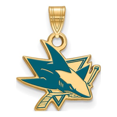 San Jose Sharks Gold-Plated Sterling Silver Small Enamel Pendant