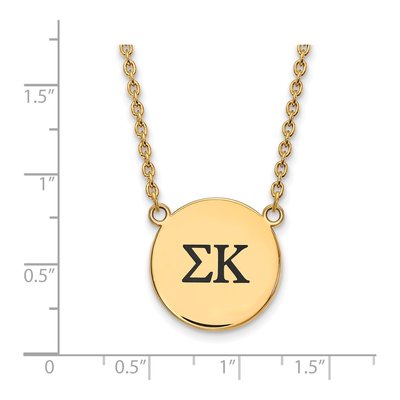 Sigma Kappa Gold-Plated Sterling Silver Sorority Greek Letters Large Black Enamel Necklace – view 2
