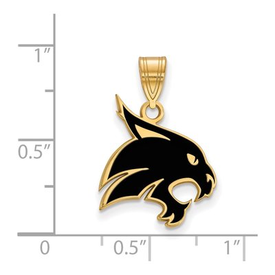 Texas State University Gold-Plated Sterling Silver Large Bobcat Enameled Pendant – view 2