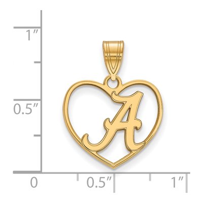 University of Alabama Gold-Plated Sterling Silver Medium Heart Letter A Pendant – view 2