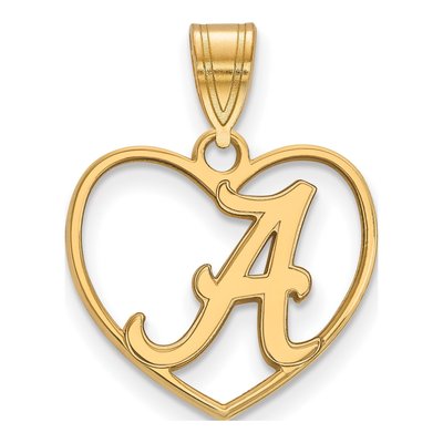 University of Alabama Gold-Plated Sterling Silver Medium Heart Letter A Pendant