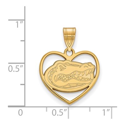 University of Florida Gold-Plated Sterling Silver Medium Gator Heart Pendant – view 2