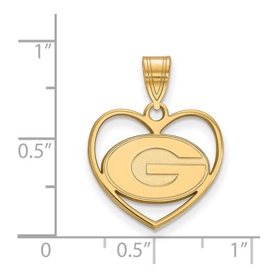 University of Georgia Gold-Plated Sterling Silver Medium Heart Letter G Pendant – view 2