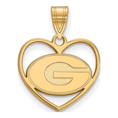 University of Georgia Gold-Plated Sterling Silver Medium Heart Letter G Pendant