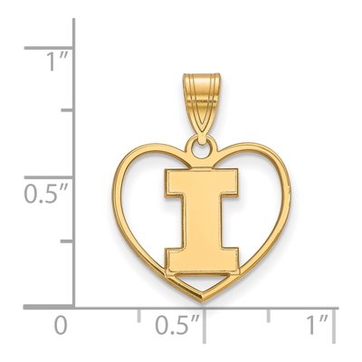 University of Illinois Gold-Plated Sterling Silver Medium Letter I Heart Pendant – view 2