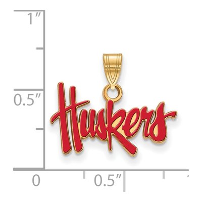 University of Nebraska Gold-Plated Sterling Silver Small Huskers Enameled Pendant – view 2
