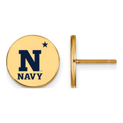 United States Naval Academy Gold-Plated Sterling Silver US Enamel Disc Stud Earrings