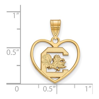 University of South Carolina Gold-Plated Sterling Silver Medium Heart Pendant – view 2