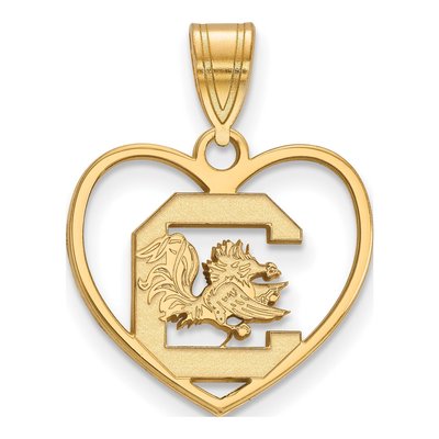 University of South Carolina Gold-Plated Sterling Silver Medium Heart Pendant
