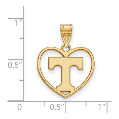 University of Tennessee Gold-Plated Sterling Silver Medium Heart Letter T Pendant – view 2