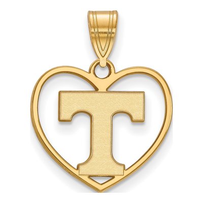 University of Tennessee Gold-Plated Sterling Silver Medium Heart Letter T Pendant