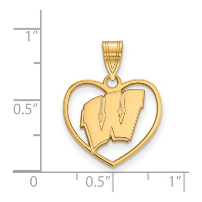 University of Wisconsin Gold-Plated Sterling Silver Medium Heart Pendant – view 2