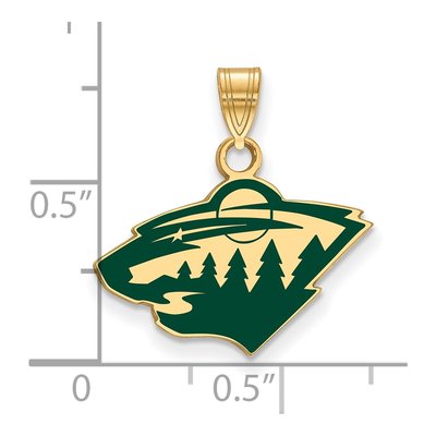 Minnesota Wild Gold-Plated Sterling Silver Small Enameled Pendant – view 2