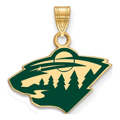 Minnesota Wild Gold-Plated Sterling Silver Small Enameled Pendant