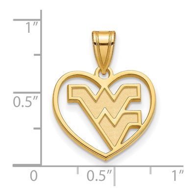 West Virginia University Gold-Plated Sterling Silver Medium W-V Heart Pendant – view 3