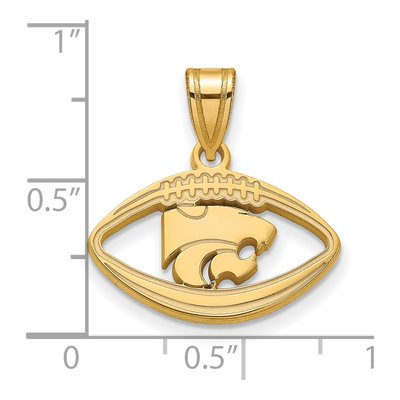 Kansas State University Gold-Plated Sterling Silver Medium Wildcats Football Pendant – view 3