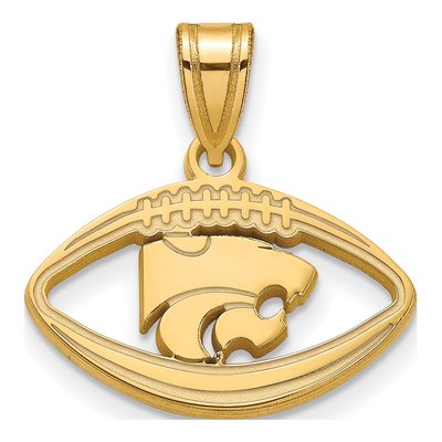 Kansas State University Gold-Plated Sterling Silver Medium Wildcats Football Pendant