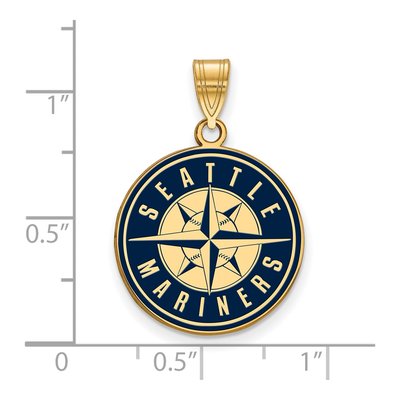 Seattle Mariners Gold-Plated Sterling Silver Large Enamel Pendant – view 2