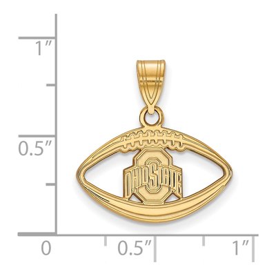 Ohio State University Gold-Plated Sterling Silver Medium Football Pendant – view 2
