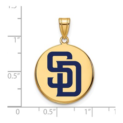 San Diego Padres Gold-Plated Sterling Silver Large Enamel Disc Pendant – view 2