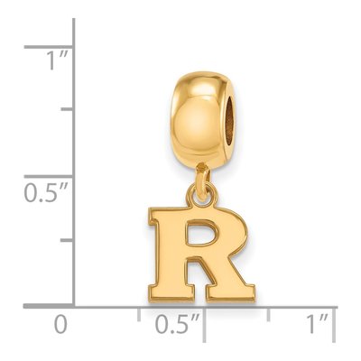 Rutgers University Gold-Plated Sterling Silver Extra Small Letter R Dangle Bead – view 2