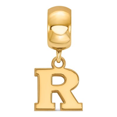 Rutgers University Gold-Plated Sterling Silver Extra Small Letter R Dangle Bead – view 3