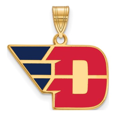 University of Dayton Gold-Plated Sterling Silver Medium Enameled Pendant