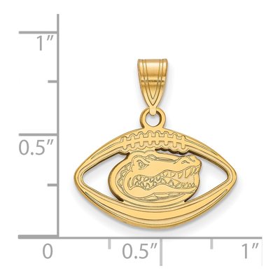University of Florida Gold-Plated Sterling Silver Medium Of Gator Football Pendant – view 2