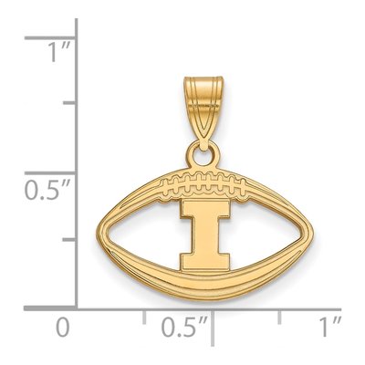University of Illinois Gold-Plated Sterling Silver Medium Letter I Football Pendant – view 2