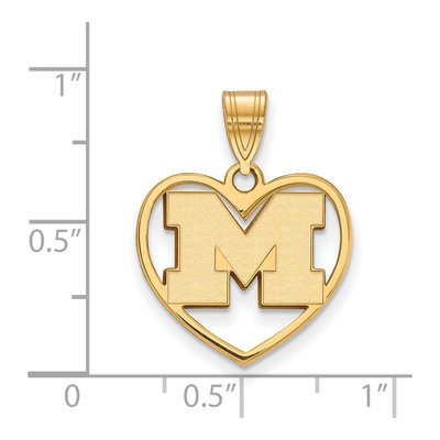 University of Michigan Gold-Plated Sterling Silver Medium Heart Letter M Pendant – view 2