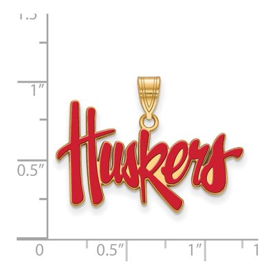 University of Nebraska Gold-Plated Sterling Silver Large Huskers Enameled Pendant – view 2