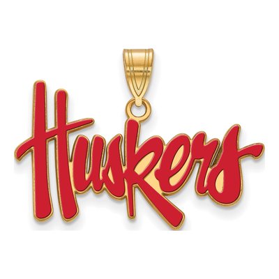 University of Nebraska Gold-Plated Sterling Silver Large Huskers Enameled Pendant
